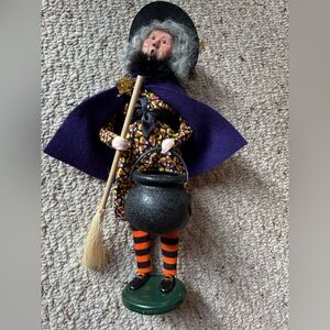 Byers' Choice Witch with broom and cauldron